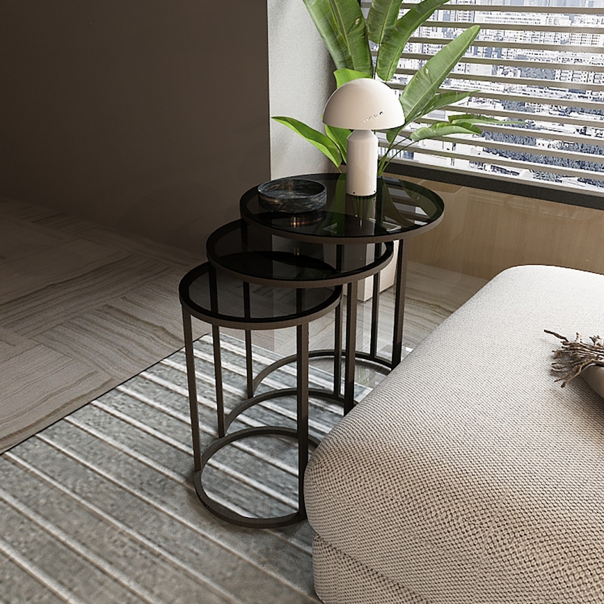 SET 3x Side table ALYA d. 34/42/50 cm black
