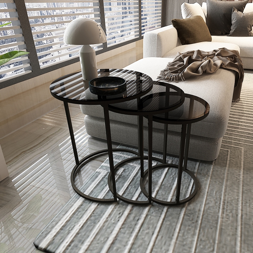 SET 3x Side table ALYA d. 34/42/50 cm black