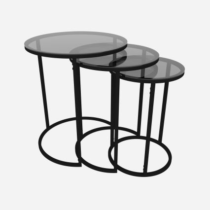 SET 3x Side table ALYA d. 34/42/50 cm black