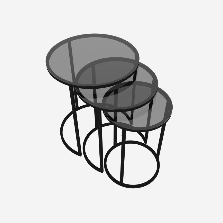 SET 3x Side table ALYA d. 34/42/50 cm black