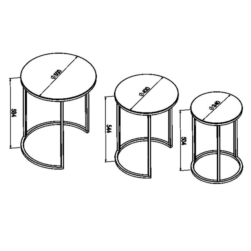 SET 3x Side table ALYA d. 34/42/50 cm black