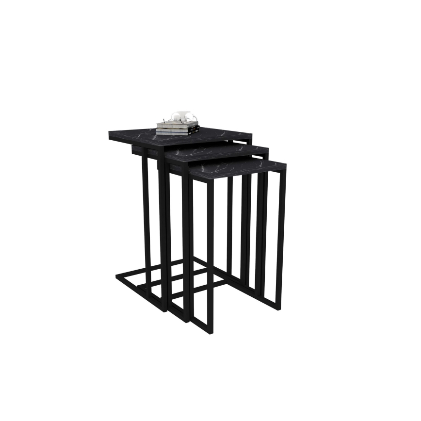 SET 3x Side table black