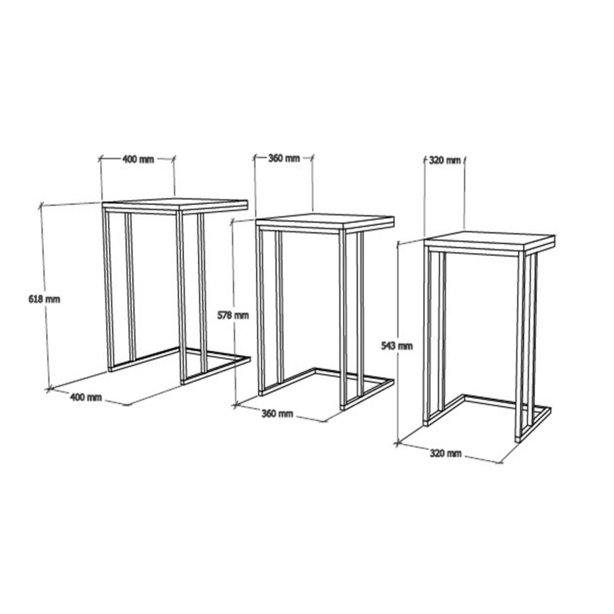 SET 3x Side table black