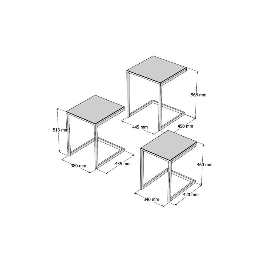 SET 3x Side table EGE pine