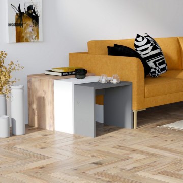 SET 3x Side table GUL brown/white/grey