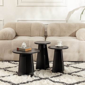 SET 3x Side table LUME d. 28/33/43 cm black