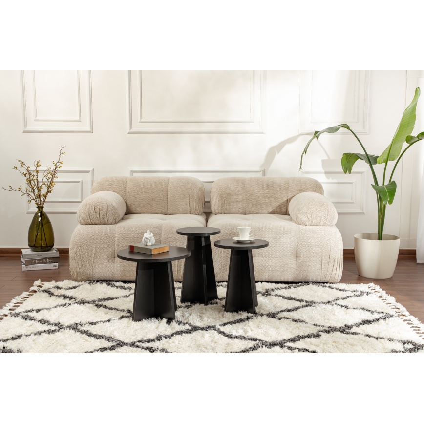 SET 3x Side table LUME d. 28/33/43 cm black