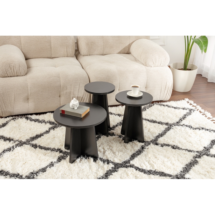 SET 3x Side table LUME d. 28/33/43 cm black