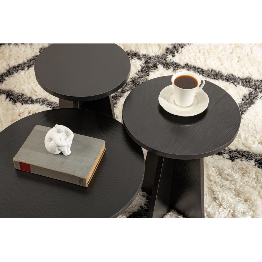 SET 3x Side table LUME d. 28/33/43 cm black