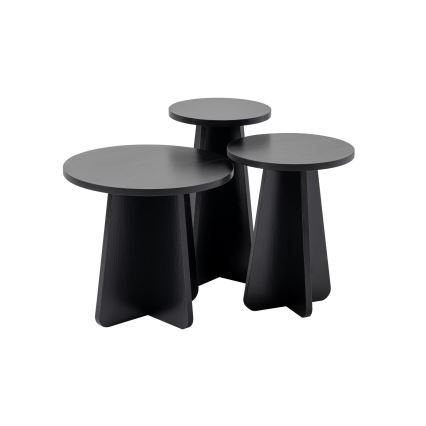 SET 3x Side table LUME d. 28/33/43 cm black