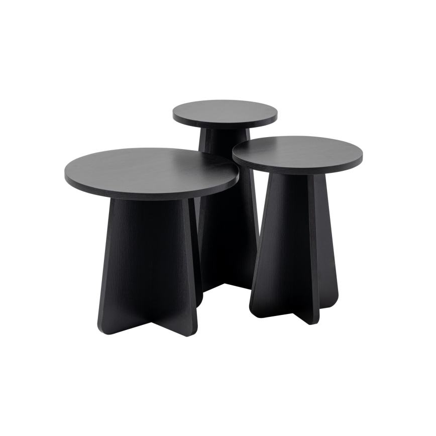 SET 3x Side table LUME d. 28/33/43 cm black