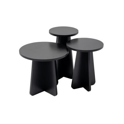 SET 3x Side table LUME d. 28/33/43 cm black