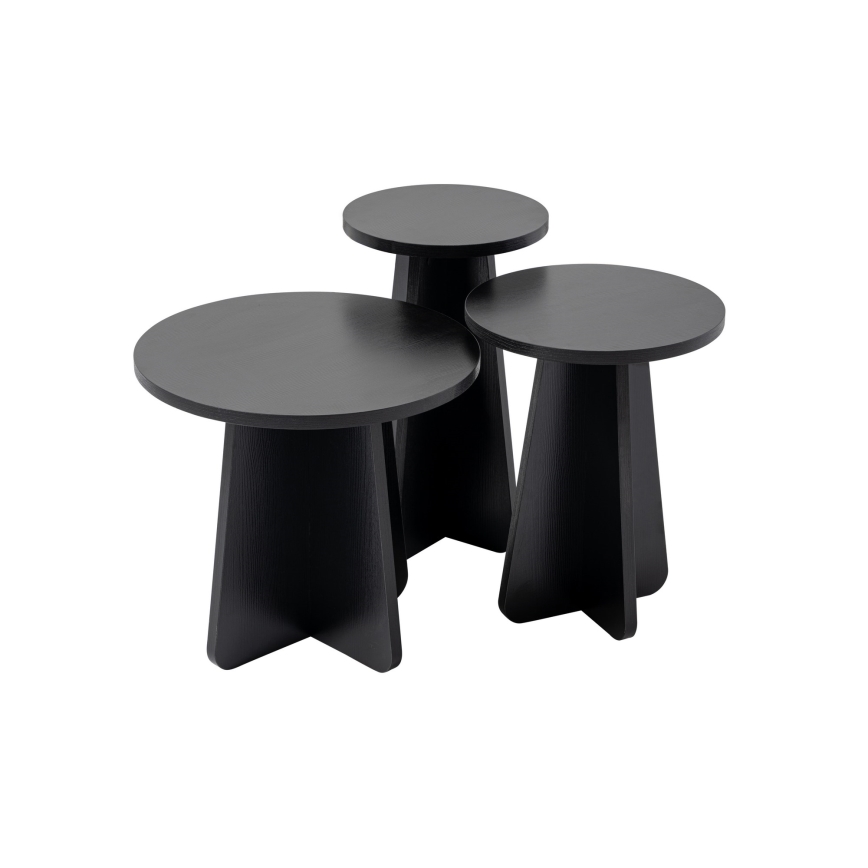 SET 3x Side table LUME d. 28/33/43 cm black