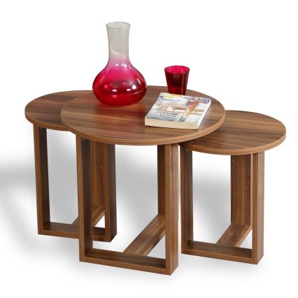 SET 3x Side table MIRA brown