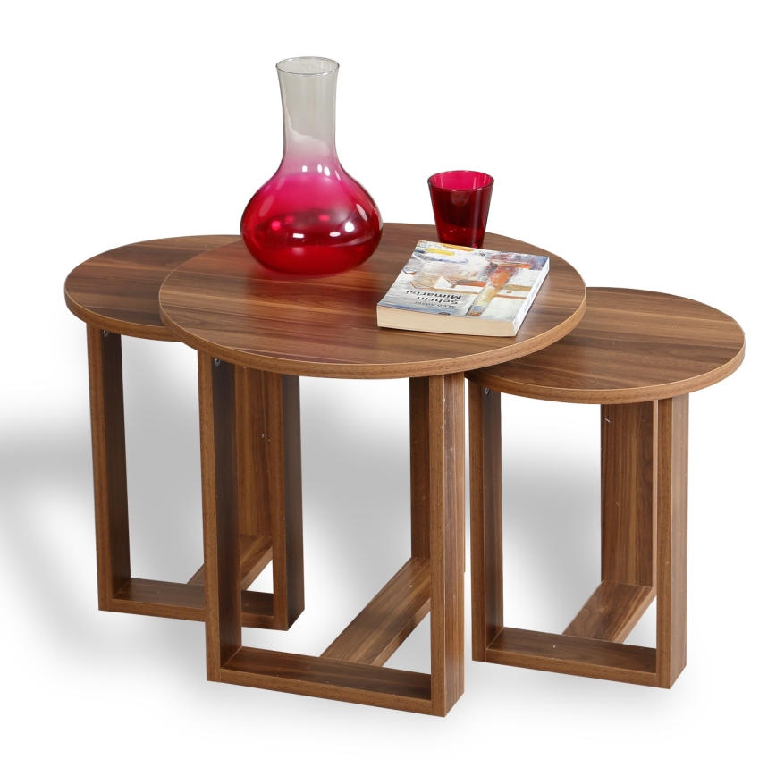 SET 3x Side table MIRA brown