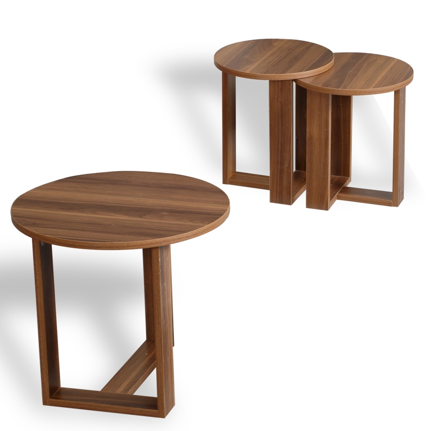 SET 3x Side table MIRA brown