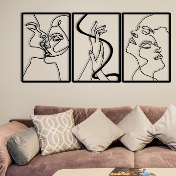 SET 3x Wall decoration 109x50 cm love metal