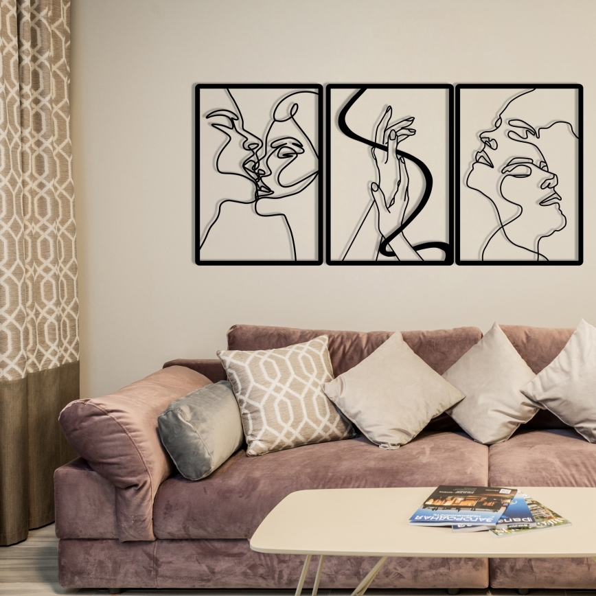 SET 3x Wall decoration 109x50 cm love metal