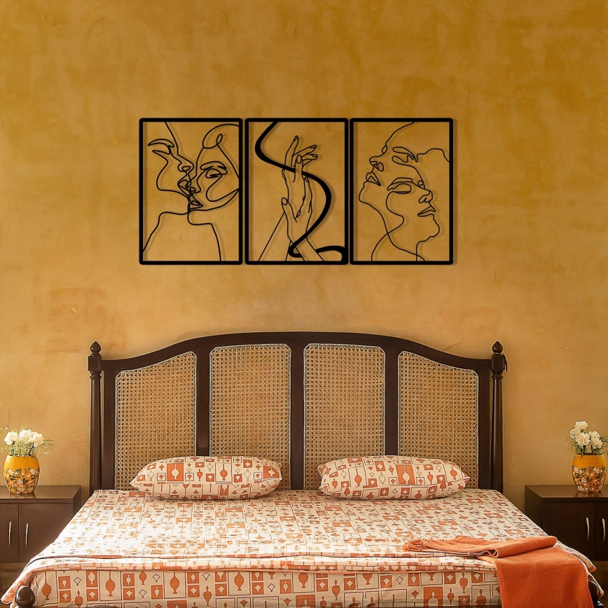 SET 3x Wall decoration 109x50 cm love metal