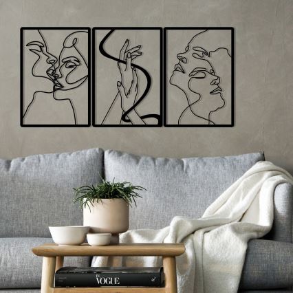 SET 3x Wall decoration 109x50 cm love metal