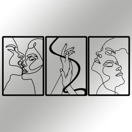 SET 3x Wall decoration 109x50 cm love metal
