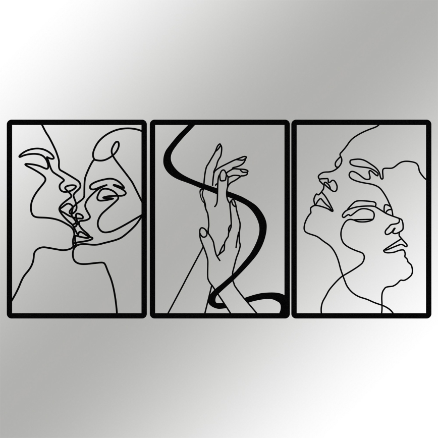 SET 3x Wall decoration 109x50 cm love metal