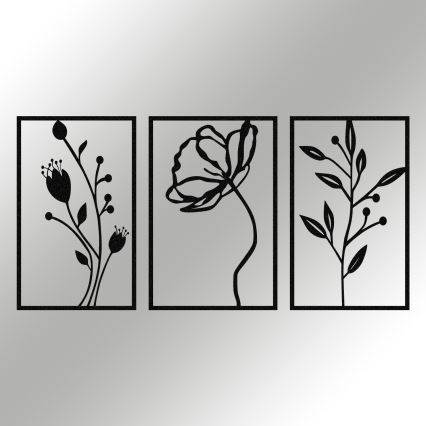 SET 3x Wall decoration 78x39 cm flowers metal