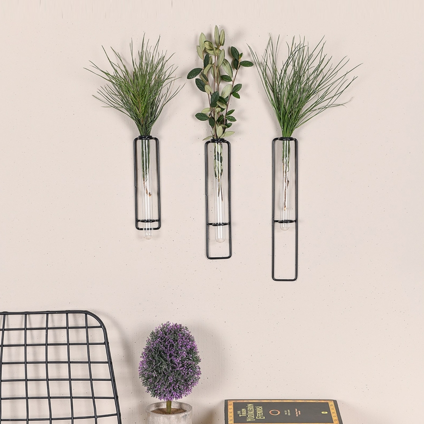 SET 3x Wall decoration for flowers 20/25/30 cm black
