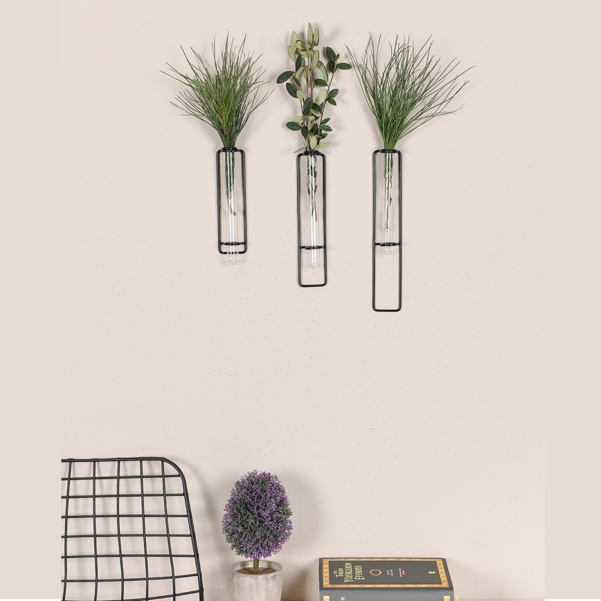 SET 3x Wall decoration for flowers 20/25/30 cm black