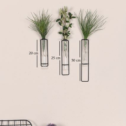 SET 3x Wall decoration for flowers 20/25/30 cm black