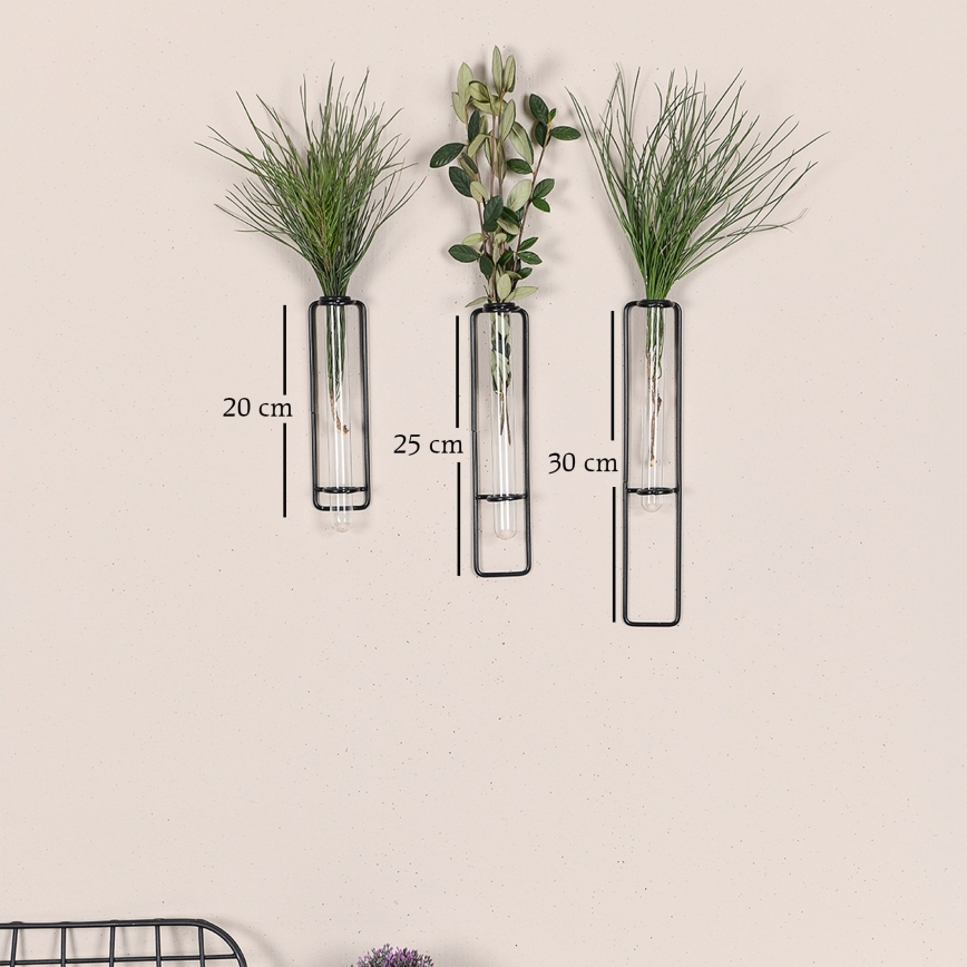 SET 3x Wall decoration for flowers 20/25/30 cm black