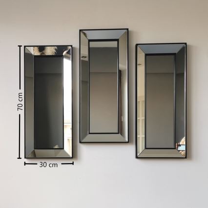 SET 3x Wall mirror 70x30 cm black