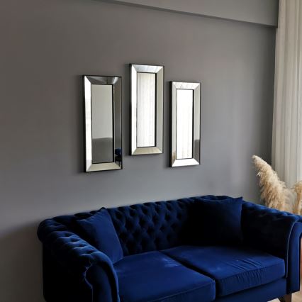 SET 3x Wall mirror 70x30 cm black