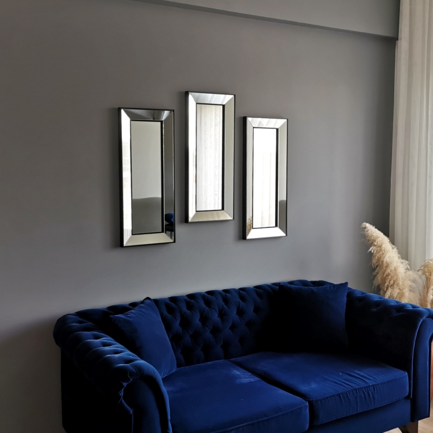 SET 3x Wall mirror 70x30 cm black