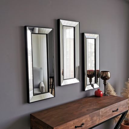 SET 3x Wall mirror 70x30 cm black