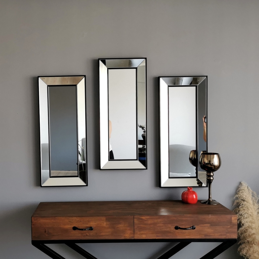 SET 3x Wall mirror 70x30 cm black