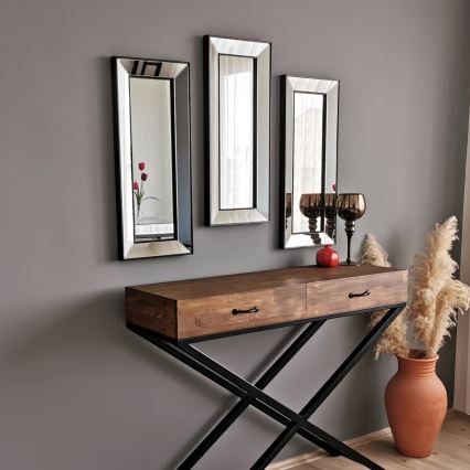 SET 3x Wall mirror 70x30 cm black