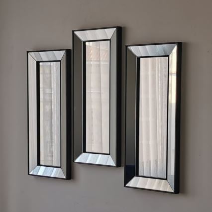 SET 3x Wall mirror 70x30 cm black