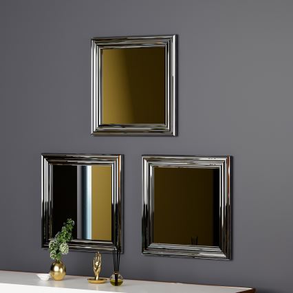 SET 3x Wall mirror OTTO 40x40 cm silver