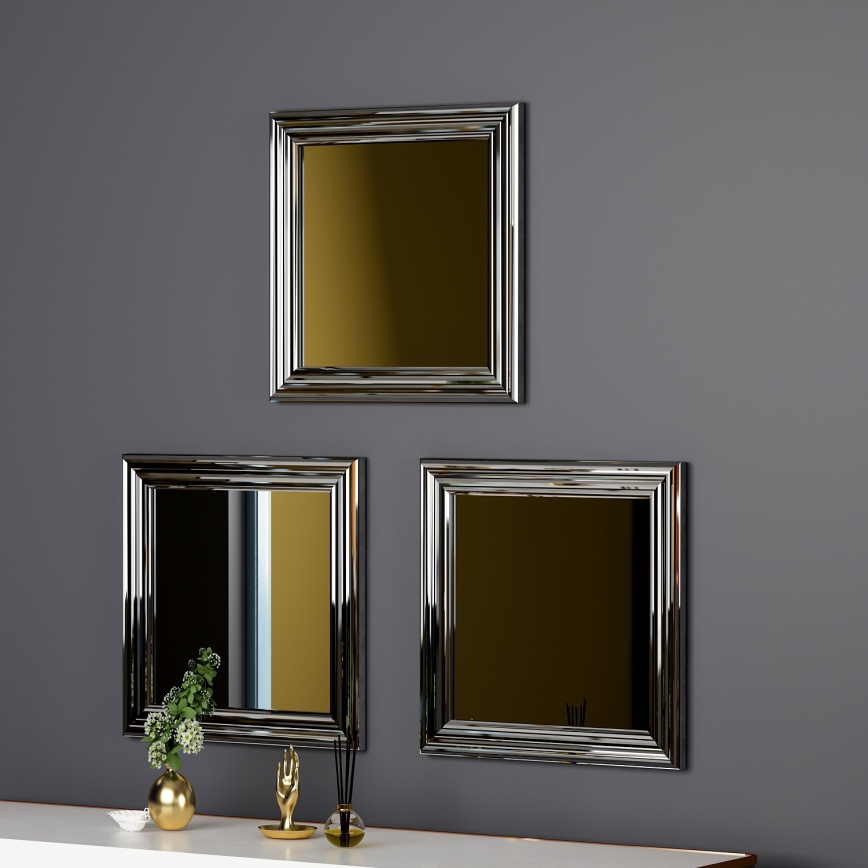 SET 3x Wall mirror OTTO 40x40 cm silver