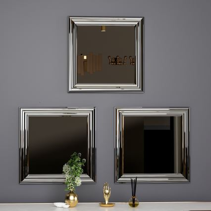 SET 3x Wall mirror OTTO 40x40 cm silver