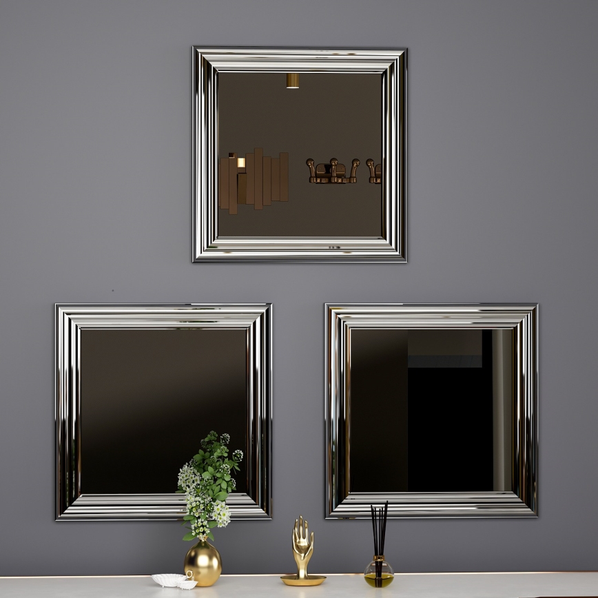 SET 3x Wall mirror OTTO 40x40 cm silver
