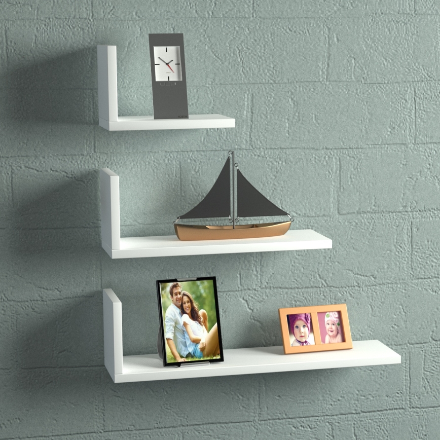 SET 3x Wall shelf ATLAS white
