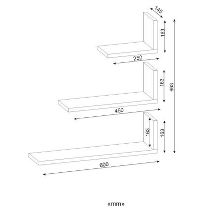 SET 3x Wall shelf ATLAS white