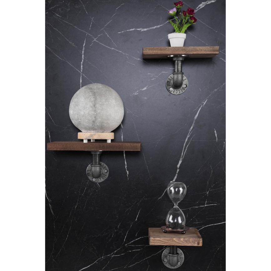 SET 3x Wall shelf BORURAF spruce/black