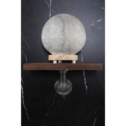 SET 3x Wall shelf BORURAF spruce/black