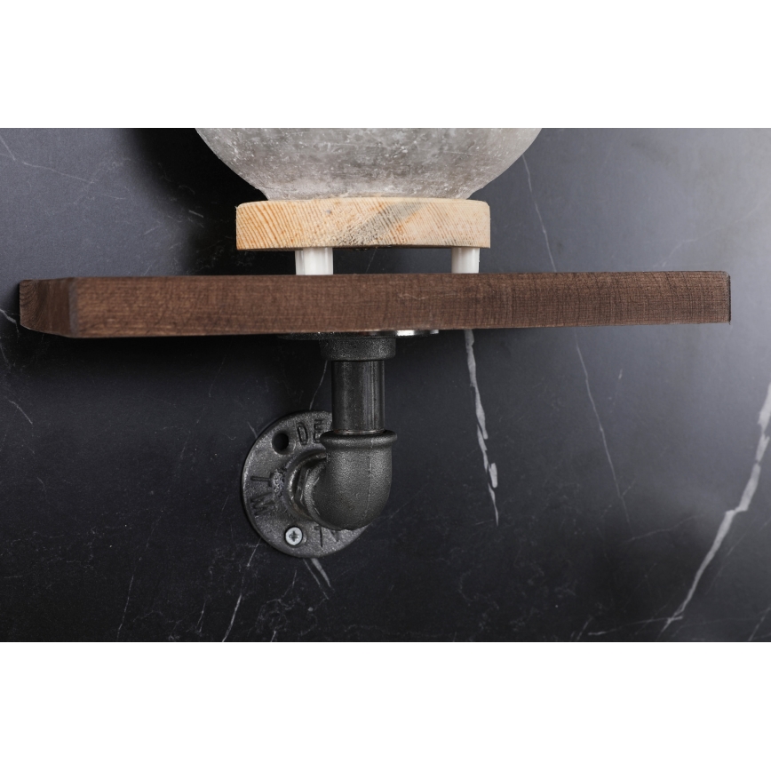 SET 3x Wall shelf BORURAF spruce/black
