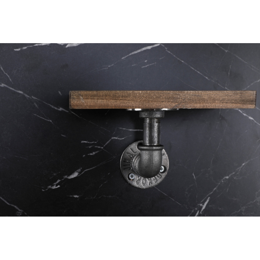 SET 3x Wall shelf BORURAF spruce/black