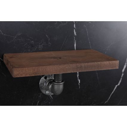 SET 3x Wall shelf BORURAF spruce/black