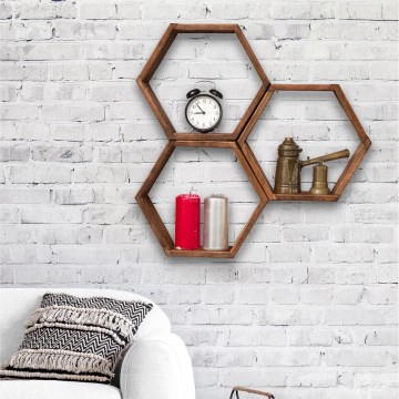 SET 3x Wall shelf ELFO 38x58 cm brown